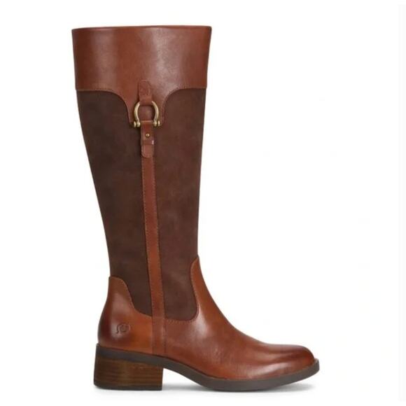 Born Ginger Boots 6 NWOT Cuero Brown Tan Tall High Leather Suede Equestrian - Picture 1 of 10